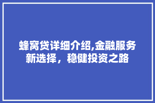蜂窝贷详细介绍,金融服务新选择，稳健投资之路