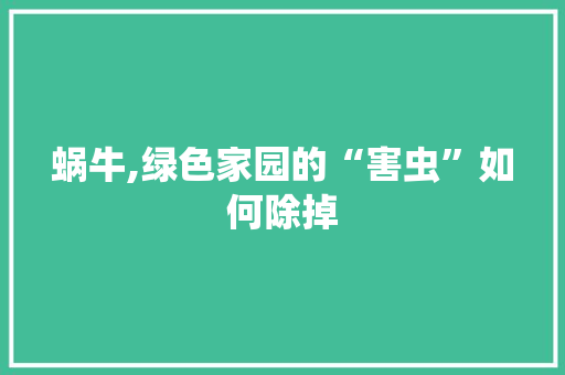 蜗牛,绿色家园的“害虫”如何除掉 蜗牛,绿色家园的“害虫”如何除掉