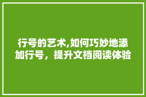 行号的艺术,如何巧妙地添加行号，提升文档阅读体验 电脑配置