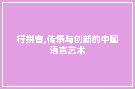 行拼音,传承与创新的中国语言艺术 电脑配置 行拼音,传承与创新的中国语言艺术 电脑配置