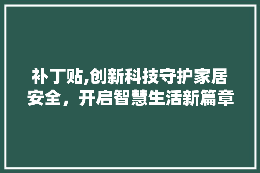 补丁贴,创新科技守护家居安全,开启智慧生活新篇章 编程语言 补丁贴,创新科技守护家居安全,开启智慧生活新篇章 编程语言