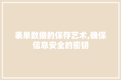 表单数据的保存艺术,确保信息安全的密钥 电脑配置
