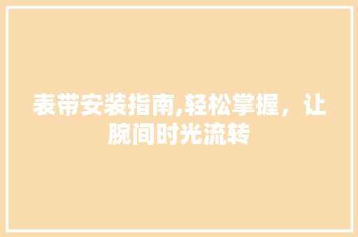 表带安装指南,轻松掌握，让腕间时光流转 网络技术