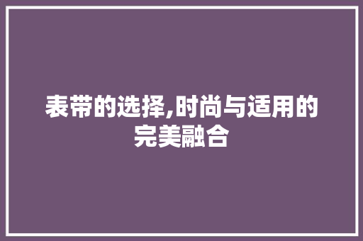 表带的选择,时尚与适用的完美融合 电脑配置