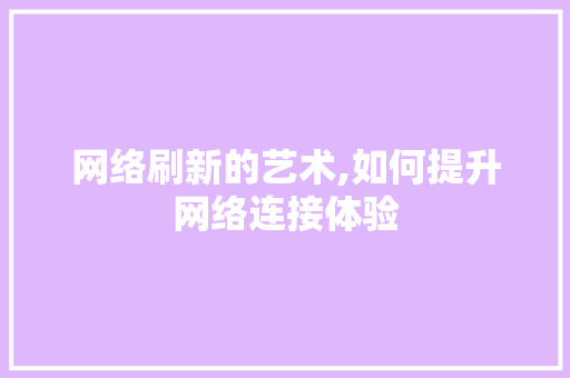 网络刷新的艺术,如何提升网络连接体验
