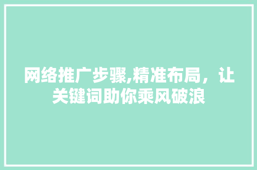 网络推广步骤,精准布局，让关键词助你乘风破浪