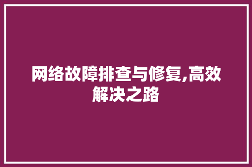 网络故障排查与修复,高效解决之路