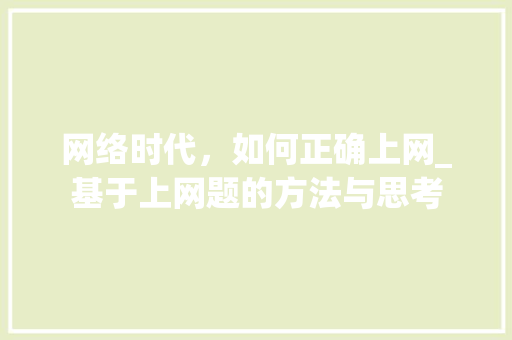 网络时代，如何正确上网_基于上网题的方法与思考
