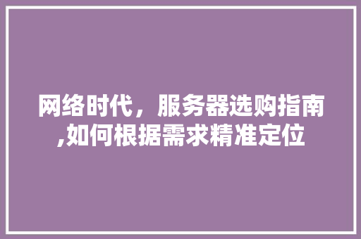 网络时代，服务器选购指南,如何根据需求精准定位