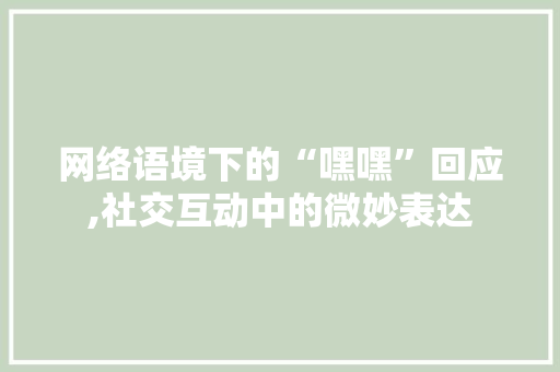 网络语境下的“嘿嘿”回应,社交互动中的微妙表达