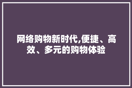 网络购物新时代,便捷、高效、多元的购物体验