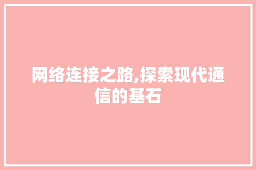 网络连接之路,探索现代通信的基石