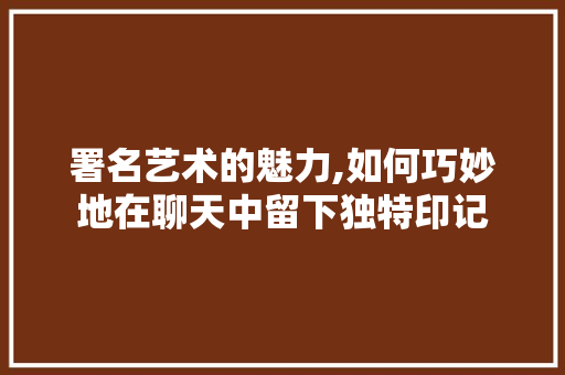 署名艺术的魅力,如何巧妙地在聊天中留下独特印记