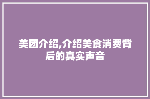 美团介绍,介绍美食消费背后的真实声音