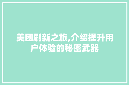 美团刷新之旅,介绍提升用户体验的秘密武器 电脑基础