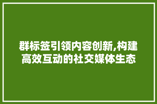 群标签引领内容创新,构建高效互动的社交媒体生态