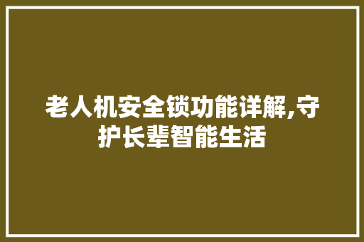 老人机安全锁功能详解,守护长辈智能生活