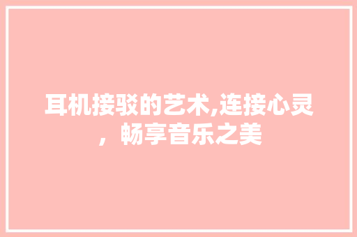 耳机接驳的艺术,连接心灵，畅享音乐之美
