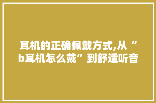 耳机的正确佩戴方式,从“b耳机怎么戴”到舒适听音的艺术