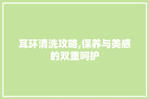 耳环清洗攻略,保养与美感的双重呵护