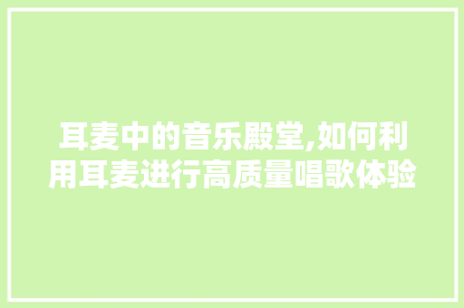 耳麦中的音乐殿堂,如何利用耳麦进行高质量唱歌体验