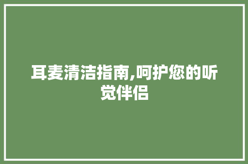 耳麦清洁指南,呵护您的听觉伴侣