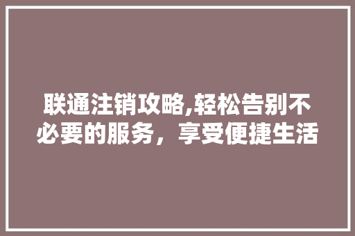 联通注销攻略,轻松告别不必要的服务，享受便捷生活