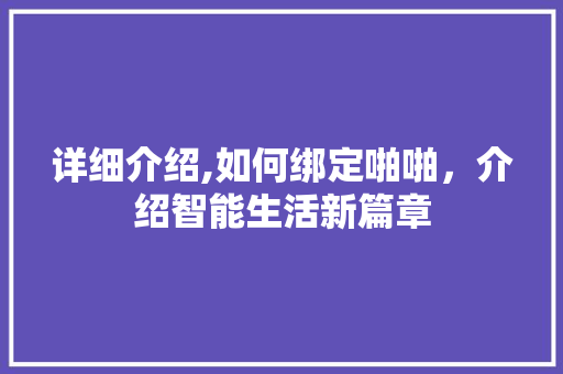 详细介绍,如何绑定啪啪,介绍智能生活新篇章 详细介绍,如何绑定啪啪,介绍智能生活新篇章