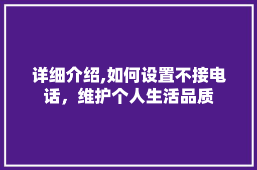 详细介绍,如何设置不接电话,维护个人生活品质 详细介绍,如何设置不接电话,维护个人生活品质