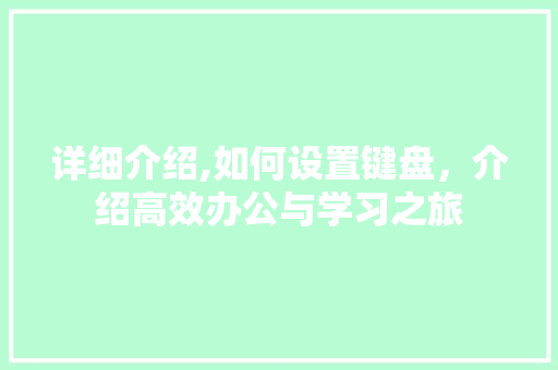 详细介绍,如何设置键盘,介绍高效办公与学习之旅 详细介绍,如何设置键盘,介绍高效办公与学习之旅