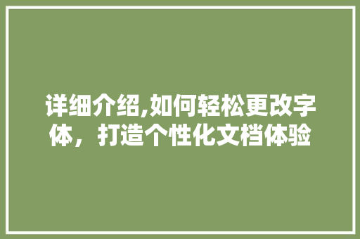 详细介绍,如何轻松更改字体,打造个性化文档体验 详细介绍,如何轻松更改字体,打造个性化文档体验
