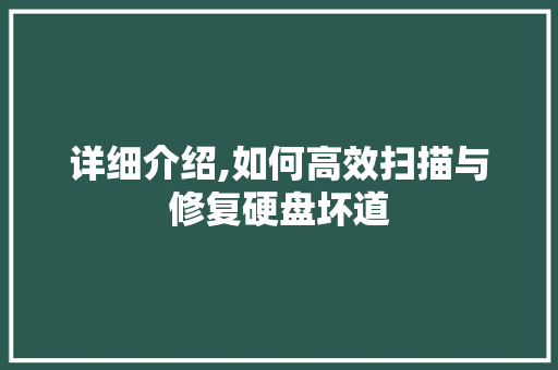 详细介绍,如何高效扫描与修复硬盘坏道 操作系统