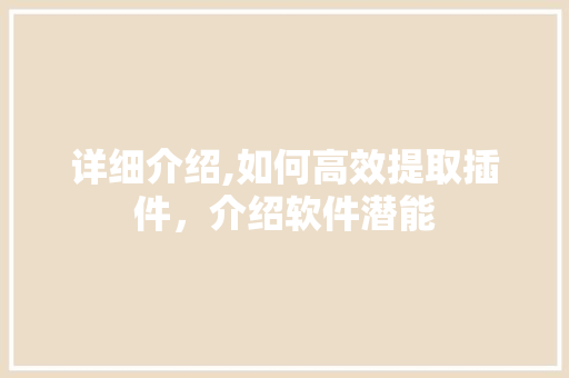 详细介绍,如何高效提取插件，介绍软件潜能