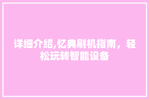 详细介绍,忆典刷机指南，轻松玩转智能设备