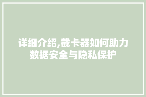 详细介绍,截卡器如何助力数据安全与隐私保护