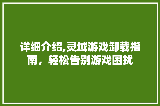 详细介绍,灵域游戏卸载指南，轻松告别游戏困扰