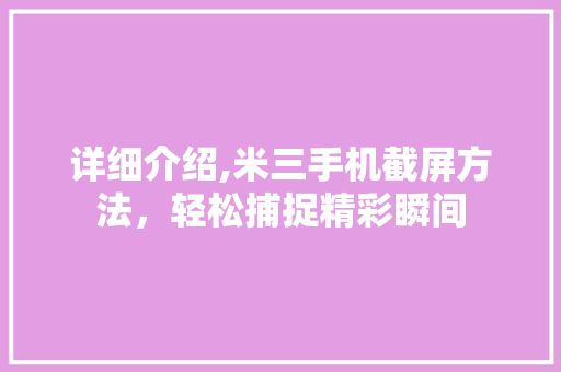 详细介绍,米三手机截屏方法，轻松捕捉精彩瞬间