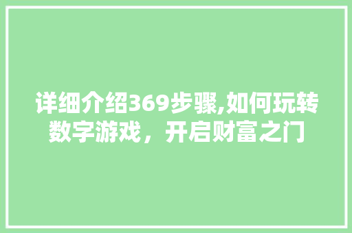 详细介绍369步骤,如何玩转数字游戏，开启财富之门 电脑配置