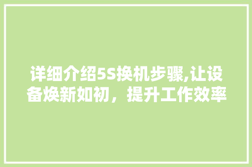 详细介绍5S换机步骤,让设备焕新如初，提升工作效率 操作系统