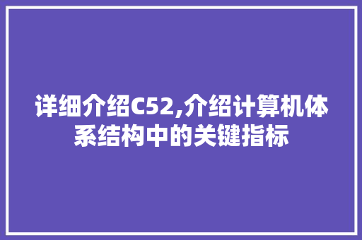 详细介绍C52,介绍计算机体系结构中的关键指标 操作系统