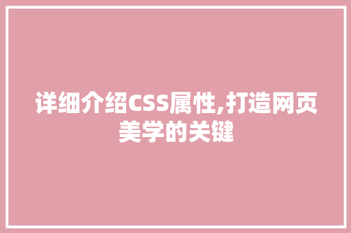 详细介绍CSS属性,打造网页美学的关键