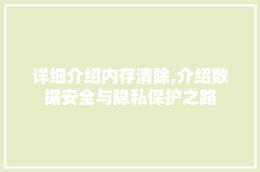 详细介绍内存清除,介绍数据安全与隐私保护之路 电脑故障维修 详细介绍内存清除,介绍数据安全与隐私保护之路 电脑故障维修