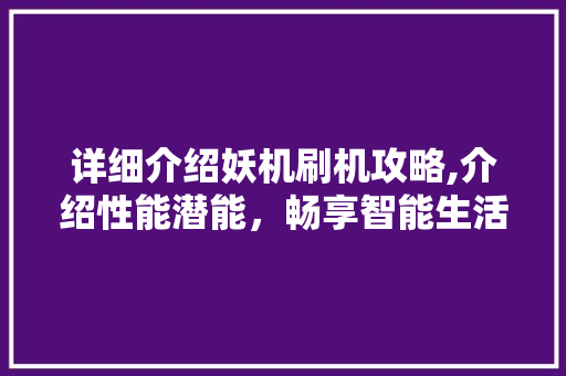 详细介绍妖机刷机攻略,介绍性能潜能，畅享智能生活