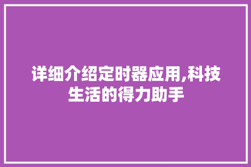 详细介绍定时器应用,科技生活的得力助手