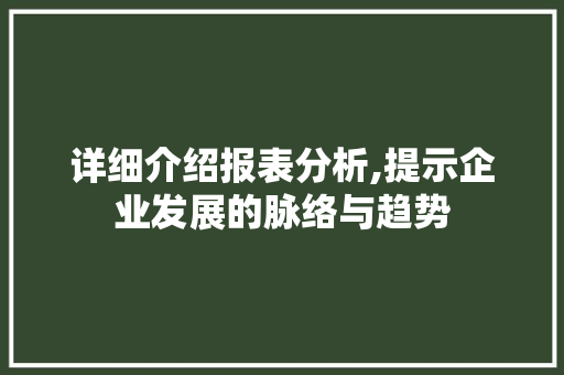详细介绍报表分析,提示企业发展的脉络与趋势 电脑基础 详细介绍报表分析,提示企业发展的脉络与趋势 电脑基础