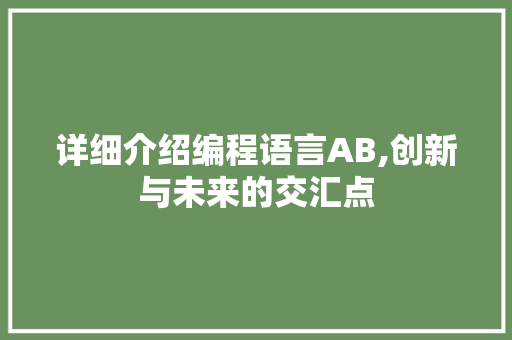 详细介绍编程语言AB,创新与未来的交汇点 操作系统