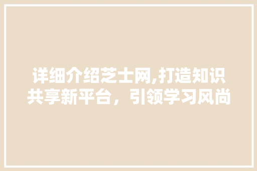 详细介绍芝士网,打造知识共享新平台,引领学习风尚 操作系统 详细介绍芝士网,打造知识共享新平台,引领学习风尚 操作系统
