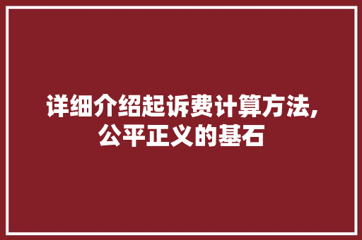详细介绍起诉费计算方法,公平正义的基石