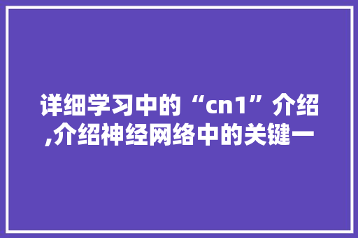 详细学习中的“cn1”介绍,介绍神经网络中的关键一环