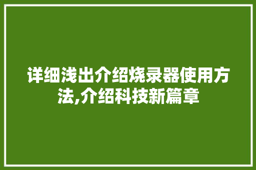详细浅出介绍烧录器使用方法,介绍科技新篇章